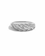 Sterling silver Baguette Croissant Ring by Sami Jewels displayed on a white background.