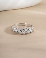 Sterling silver Baguette Croissant Ring by Sami Jewels featuring a detailed croissant-shaped design for stylish wear.
