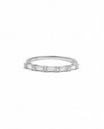 Sterling silver Baguette Diamond Stacking Ring by Sami Jewels with rectangular baguette-cut diamonds on a white background