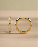 Gold baguette hoop earrings by Sami Jewels, side view showcasing sleek, modern jewelry design.