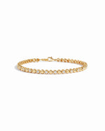 Gold Bead & Bezel Tennis Bracelet by Sami Jewels displayed on a white background, showcasing its elegant design and craftsmanship.