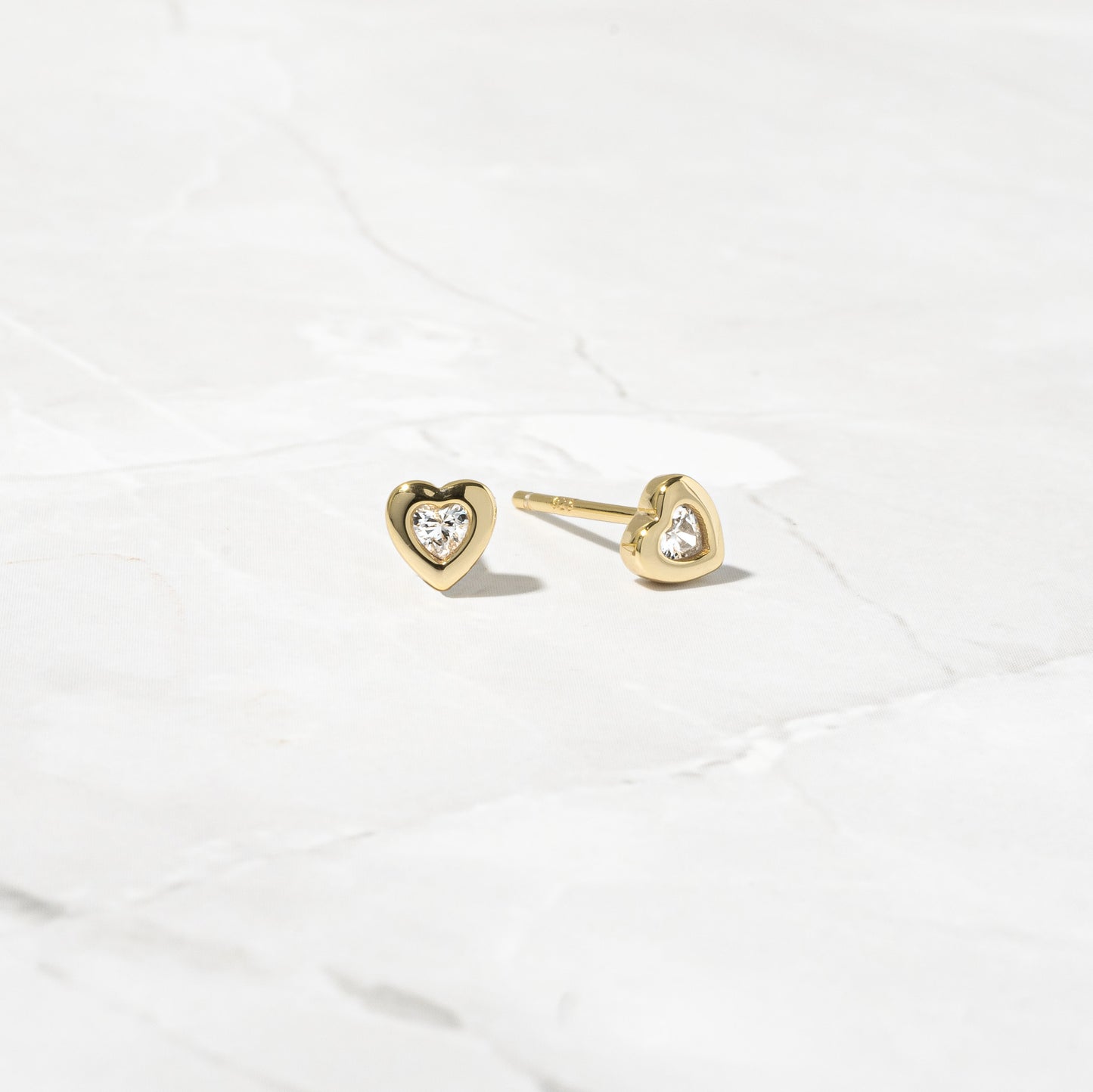 Bezel Heart Studs