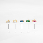 image depicting gemstone earrings featuring white cubic zirconia stud earrings, opal tiny studs, emerald earrings, sapphire earrings and ruby small earrings