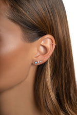 Blue Opal Stud Earrings by Sami Jewels featuring rose gold setting, showcasing the front view of elegant gemstone studs.