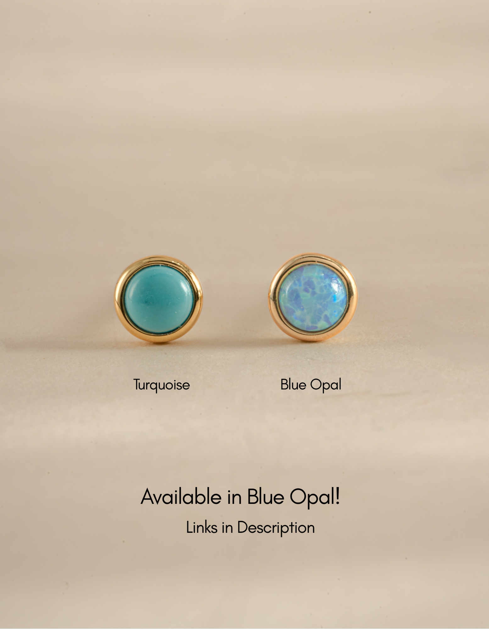 Sami Jewels turquoise stud earrings featuring blue opal and turquoise gemstones on silver posts.