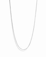 Sterling silver box chain necklace from Sami Jewels displayed on a white background, showcasing its sleek and modern design.