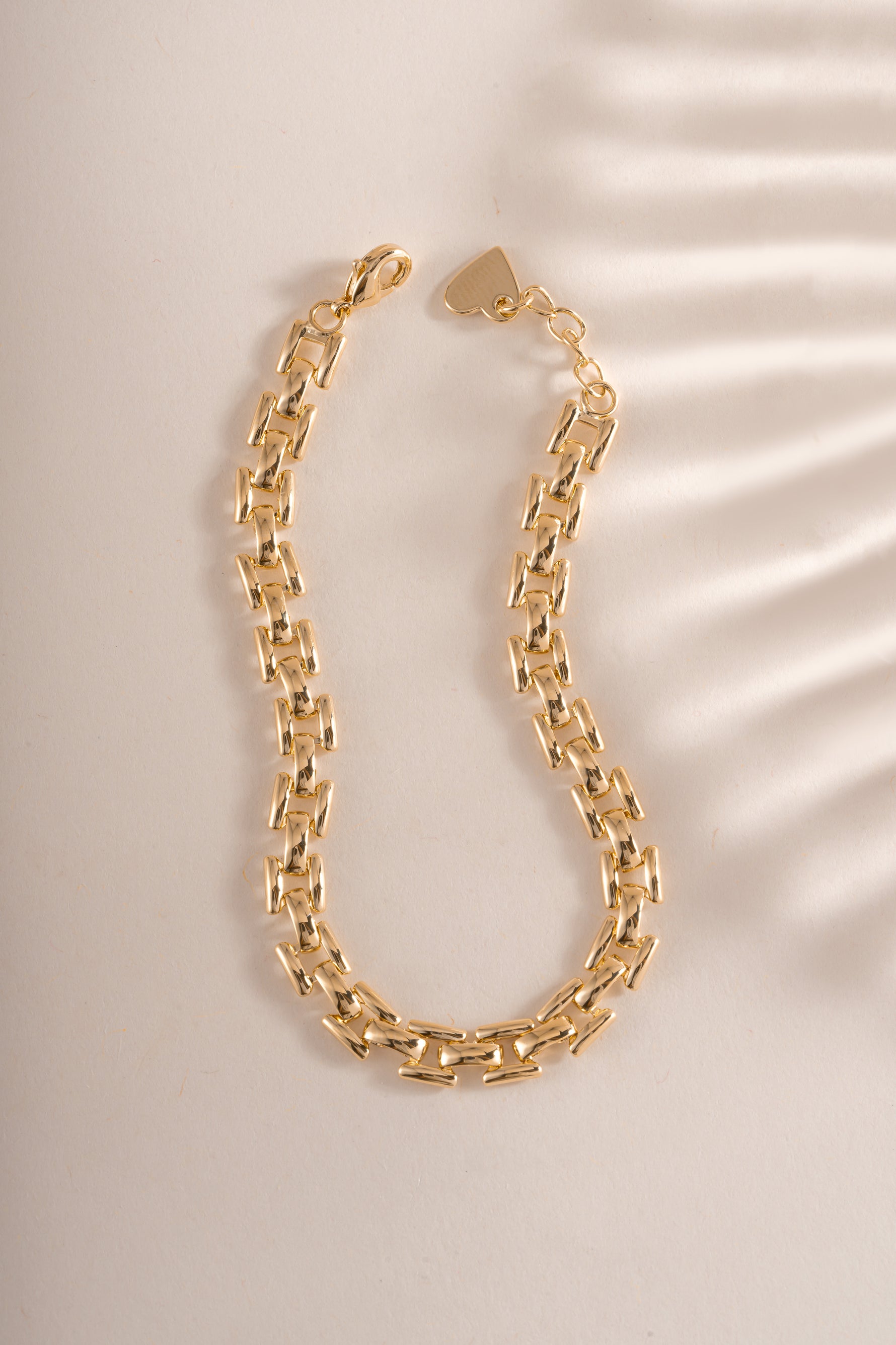 Gold Jasmine Link Bracelet by Sami Jewels featuring a chain-link design, close-up view of the elegant jewelry piece.