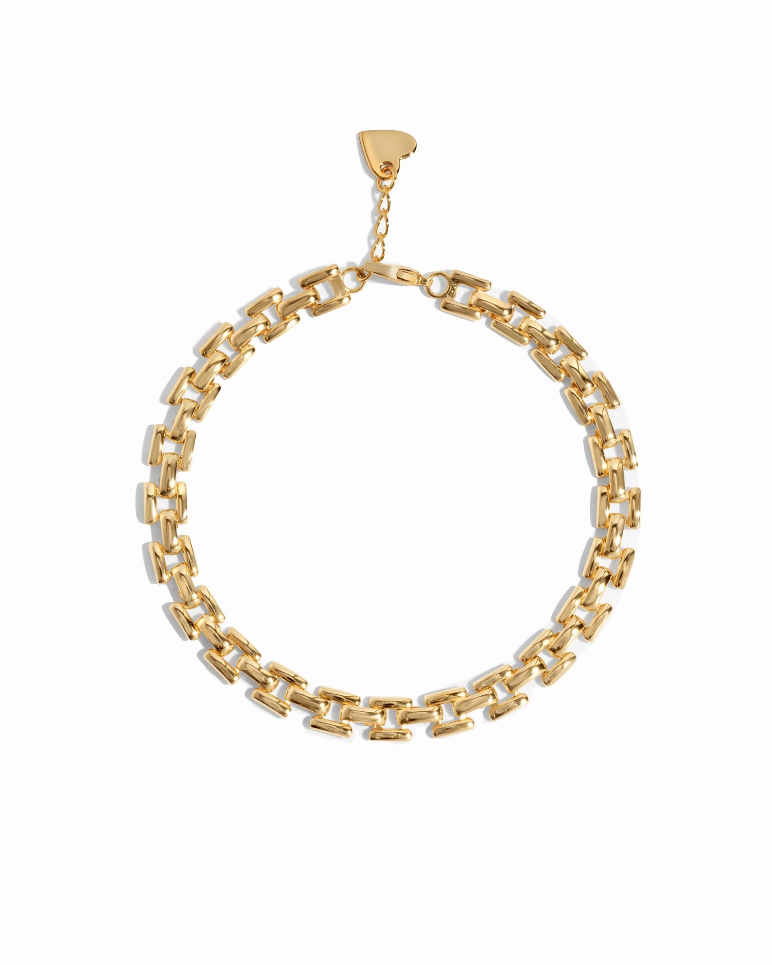 Gold Jasmine Link Bracelet by Sami Jewels featuring interconnected chain links on a white background.