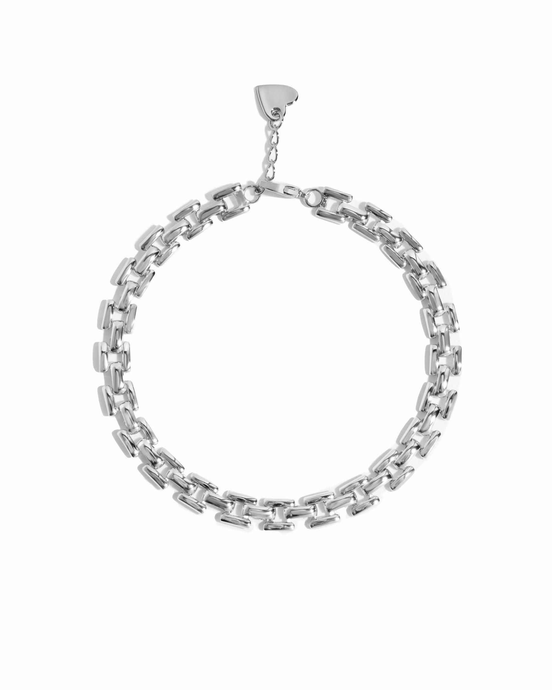 Sterling silver Jasmine Link bracelet by Sami Jewels featuring elegant chain-link design on a white background.