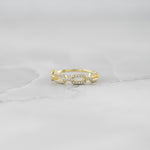 Gold pave chain link ring. 