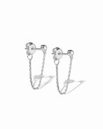 Sterling silver chain stud earrings by Sami Jewels on a white background, showcasing their delicate and modern design.