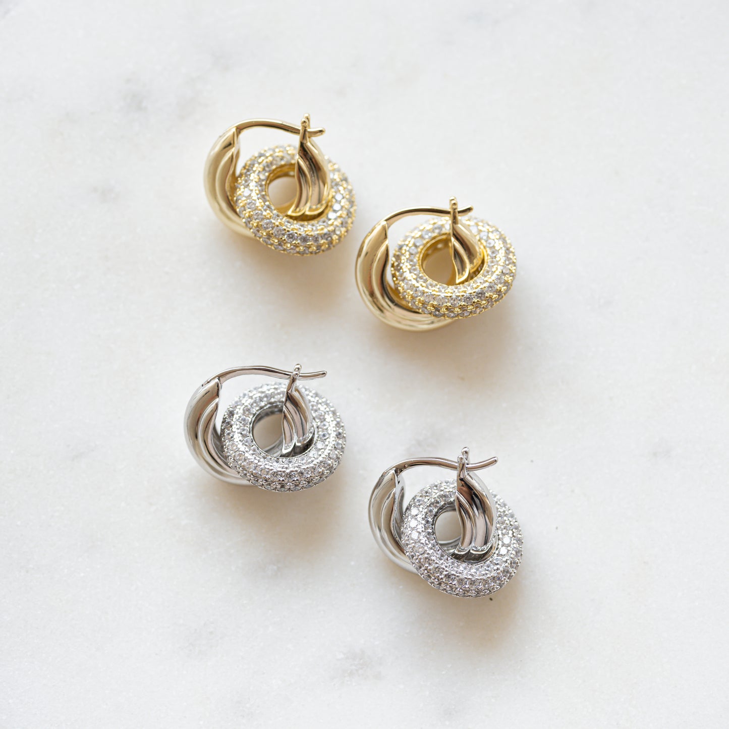 charm hoop earrings in gold or silver