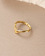 Gold Sami Jewels Chevron Ring Set featuring multiple rings with geometric chevron designs, front view showcasing intricate details.