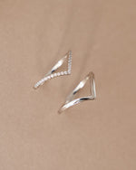 Sterling silver Chevron Ring Set by Sami Jewels, top view showing layered geometric design and polished finish.