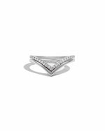 Sterling silver Chevron Ring Set by Sami Jewels featuring multiple sleek, minimalist rings on a white background.