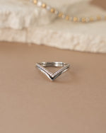 Sterling silver Chevron ring set by Sami Jewels featuring geometric band designs for modern style.