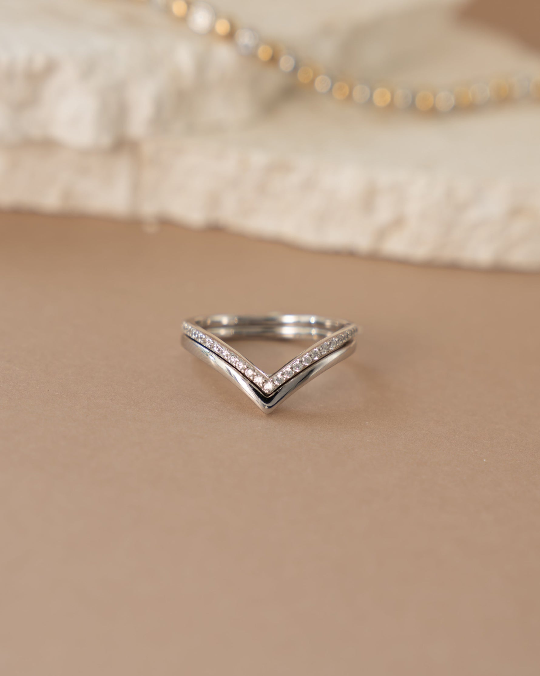Sterling silver Chevron ring set by Sami Jewels featuring geometric band designs for modern style.