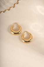 Gold Chunky Basket Hoop Earrings by Sami Jewels featuring large, textured hoop design for a bold, stylish accessory.