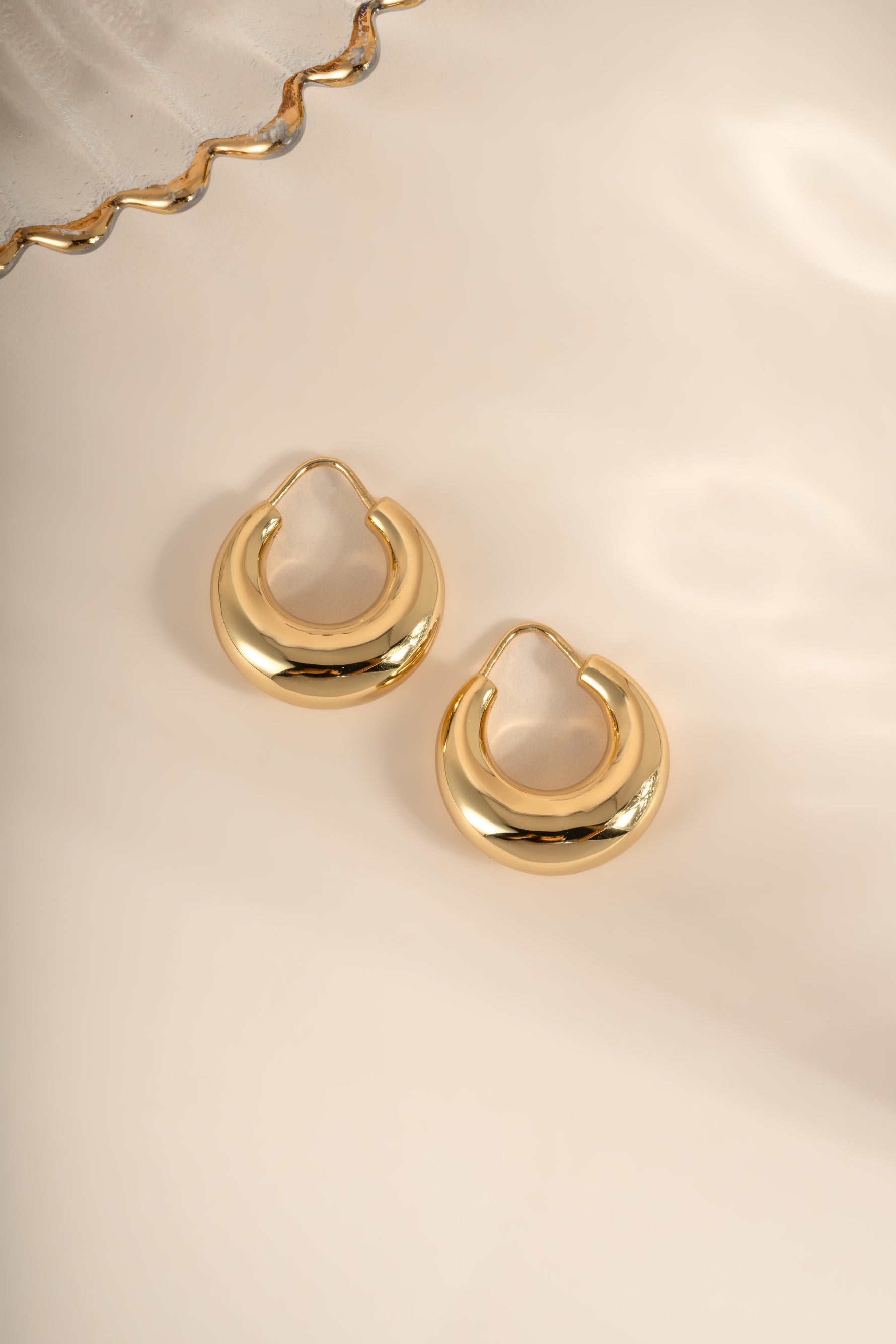 Gold Chunky Basket Hoop Earrings by Sami Jewels featuring large, textured hoop design for a bold, stylish accessory.