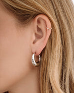 Sami Jewels SS Gradient Hoops earrings featuring chunky silver crescent stainless steel hoops for a modern jewelry look