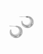 Silver stainless steel SS Gradient Hoops earrings featuring chunky crescent design, waterproof jewelry by Sami Jewels.