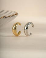 Gold and sterling silver chunky ear cuff earrings by Sami Jewels, featuring bold, textured design for a stylish statement look.