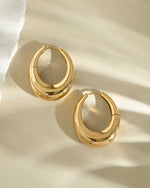 Gold stainless steel SS Basket Hoop Earrings by Sami Jewels, chunky waterproof hoops with a bold, stylish design.