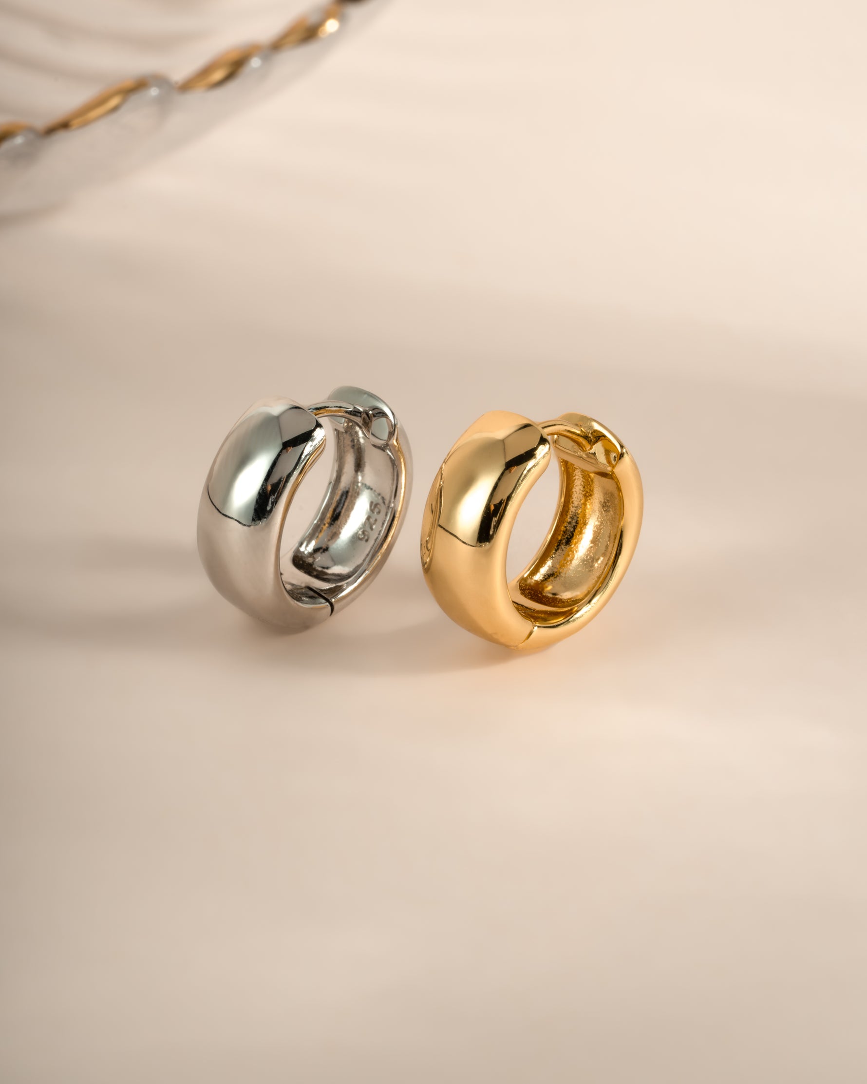 Gold and sterling silver Chunky Olivia Hoops earrings by Sami Jewels featuring bold, chunky hoop design for a stylish look.