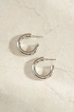 chunky tube hoop earrings in 24mm in sterling silver side view