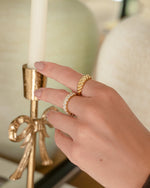 Gold Croissant Ring by Sami Jewels, featuring a detailed croissant-shaped design on a sleek ring band.