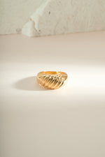 Gold Large Croissant Ring by Sami Jewels, statement jewelry piece featuring a detailed croissant design on a ring.