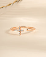 Rose gold Cross Open Cuff Ring by Sami Jewels featuring a sleek, open design with a cross detail on a smooth band.