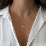 Sterling silver Cushion Diamond Necklace by Sami Jewels featuring a sparkling cushion-cut diamond pendant.