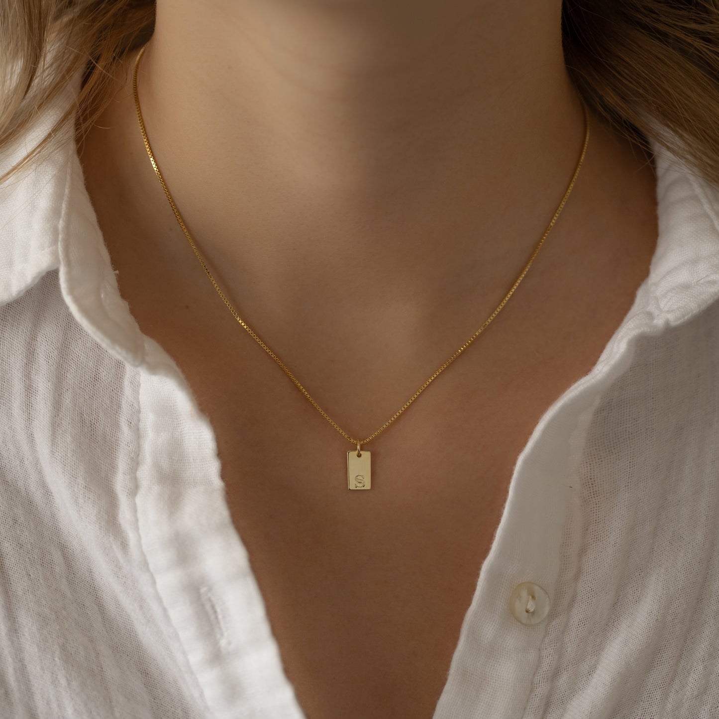 Custom Dainty Initial Tag Necklace