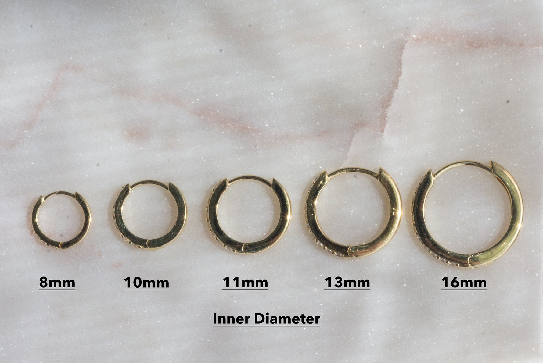 Nickel free huggie earrings multiple sizes