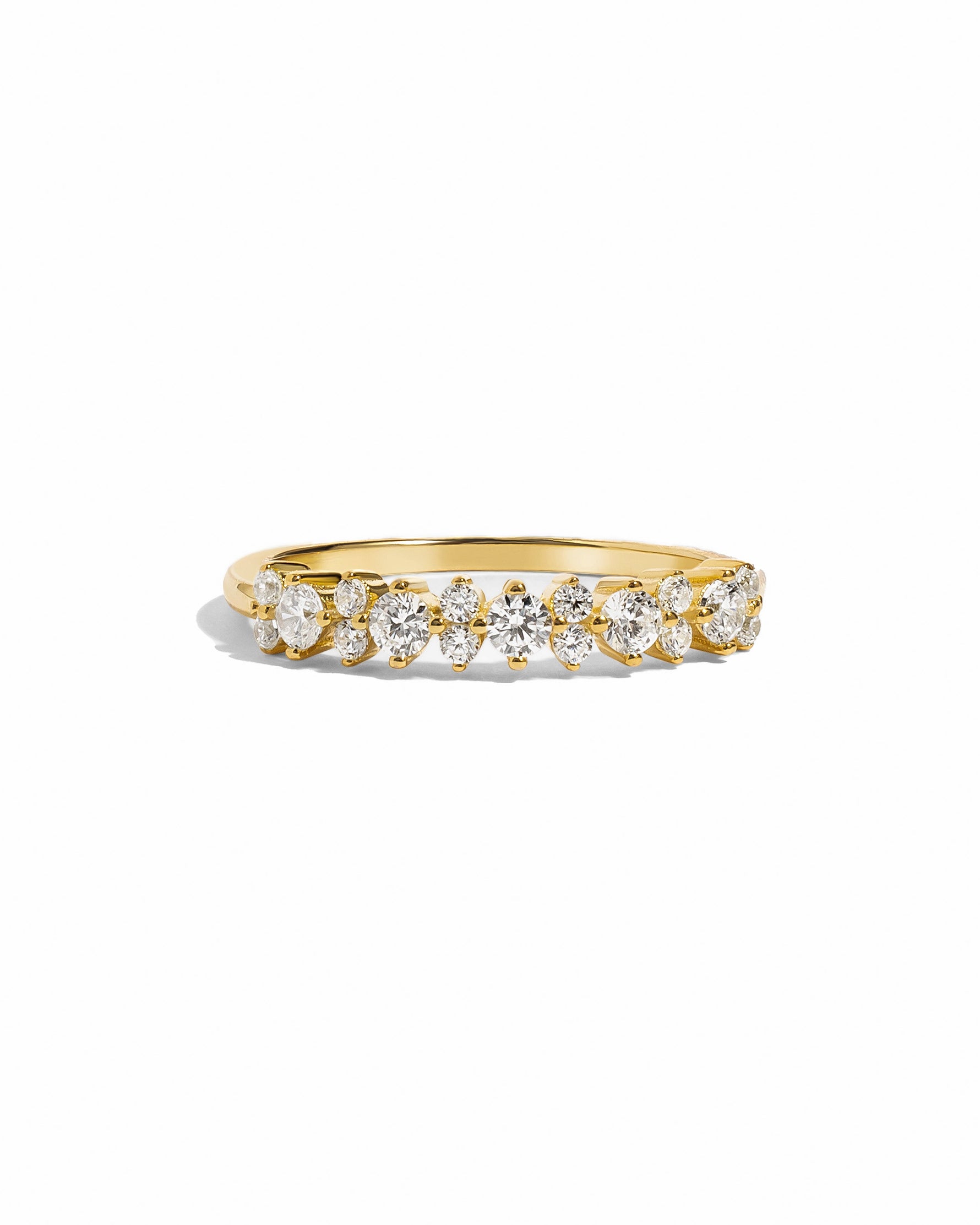 Gold CZ Stephanie stacking ring by Sami Jewels, featuring sparkling cubic zirconia stones, displayed on a white background.