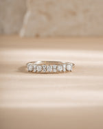 Sterling silver CZ Stephanie stacking ring by Sami Jewels, featuring a front view of sparkling cubic zirconia stones on a sleek band.