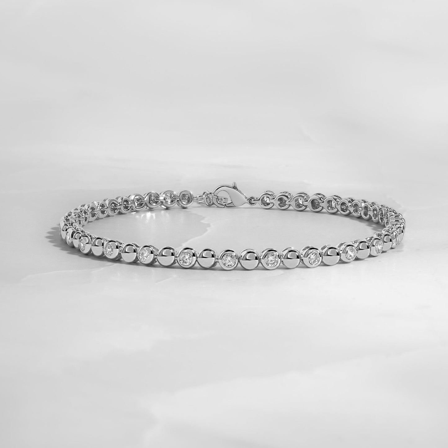 Sterling silver wedding bracelet for women with cz diamonds, on white background