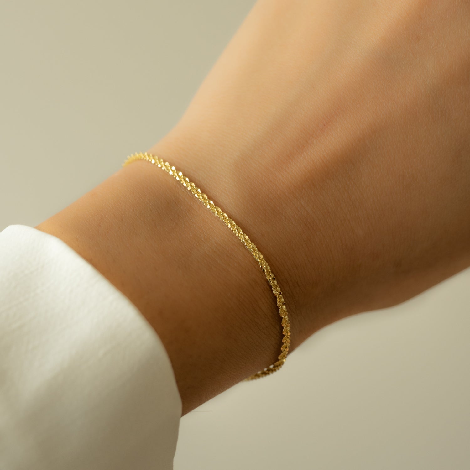 Dainty diamond cut rope chain bracelet from Sami Jewels featuring a sleek, polished design for elegant wristwear.