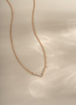 Dainty rose gold Chevron necklace by Sami Jewels featuring a sleek geometric design on a delicate chain.