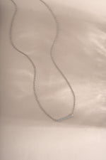 Sterling silver Dainty Bar Necklace by Sami Jewels featuring a slim, minimalist diamond bar pendant on a delicate chain.