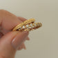 Model holding 2 dainty gold Stacking Rings, gift for her