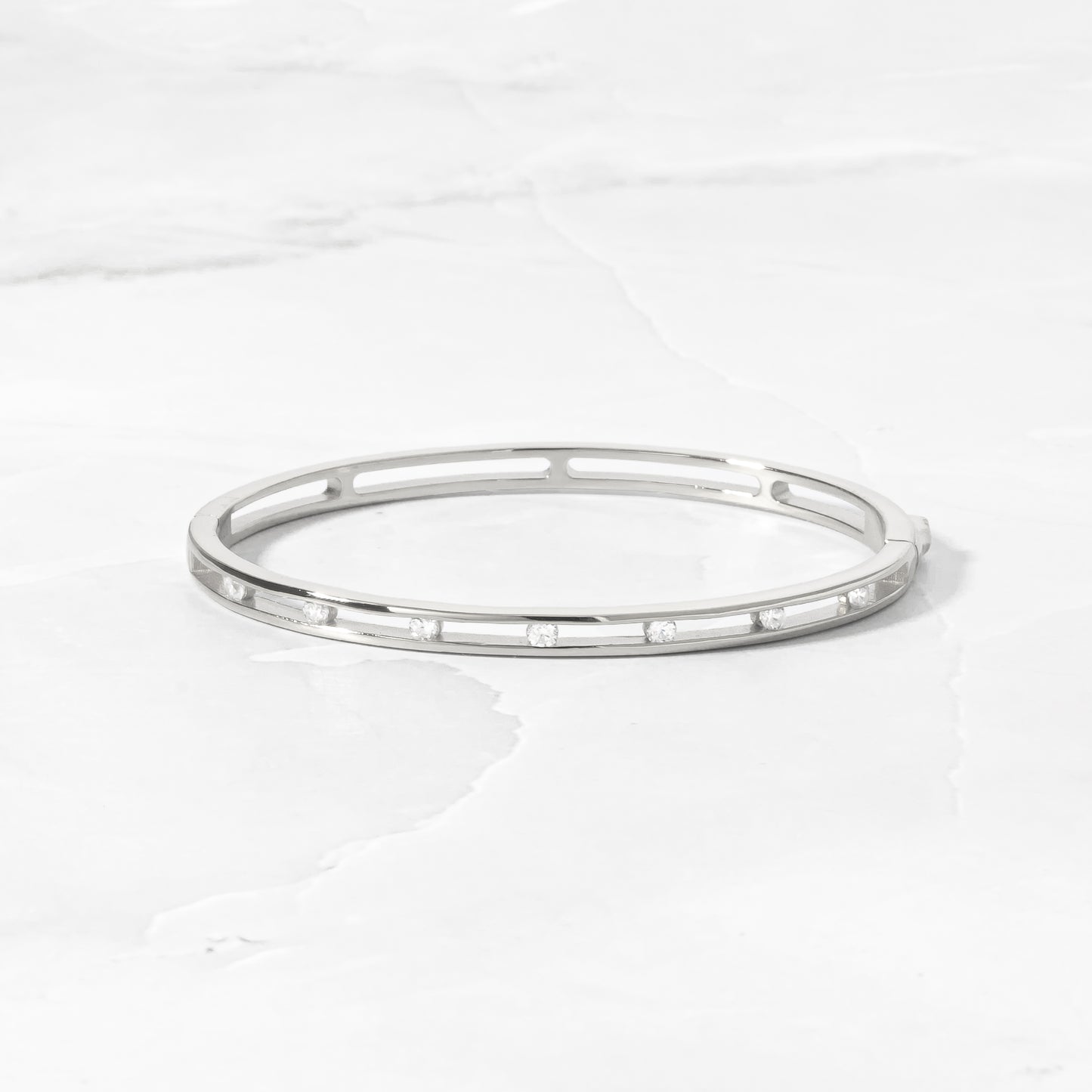 silver bangle bracelet with diamonds