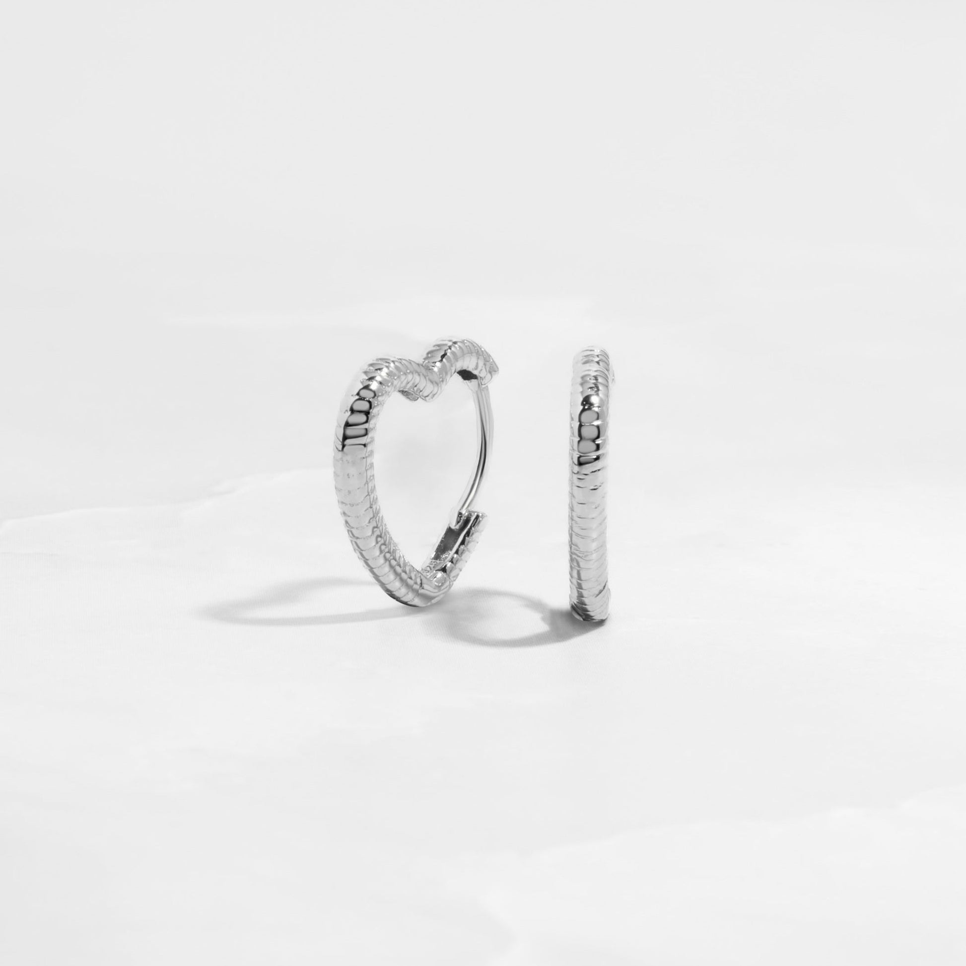 Dainty Silver Heart Jewelry Hoop Earrings