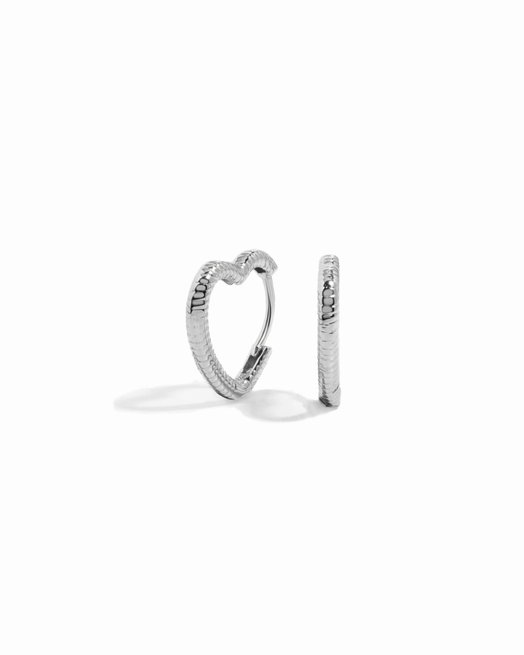 Dainty Silver Heart Jewelry Hoop Earrings