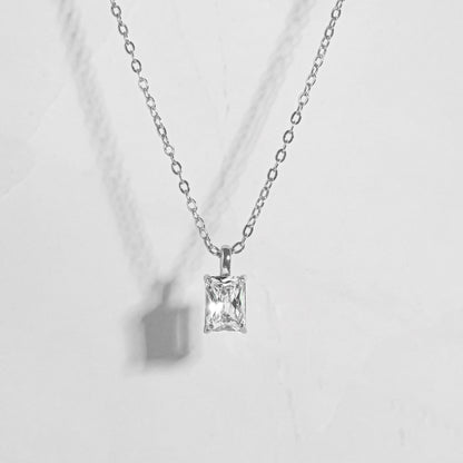 simple silver diamond pendant