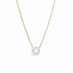 Dainty sunburst necklace on delicate chain in gold plating