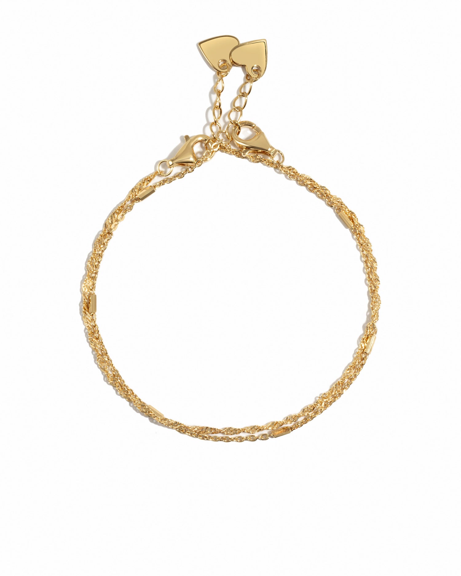 Gold delicate bracelet set by Sami Jewels, featuring layered thin bracelets on a white background.