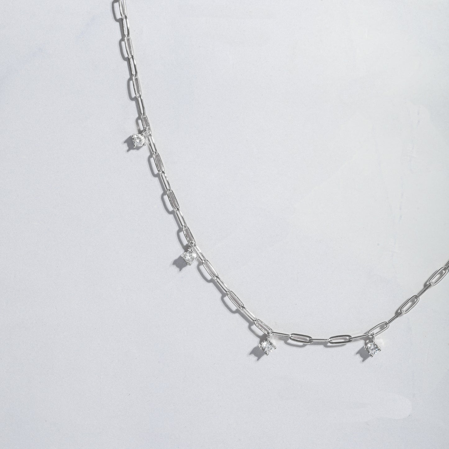 silver paperclip necklace with diamonds