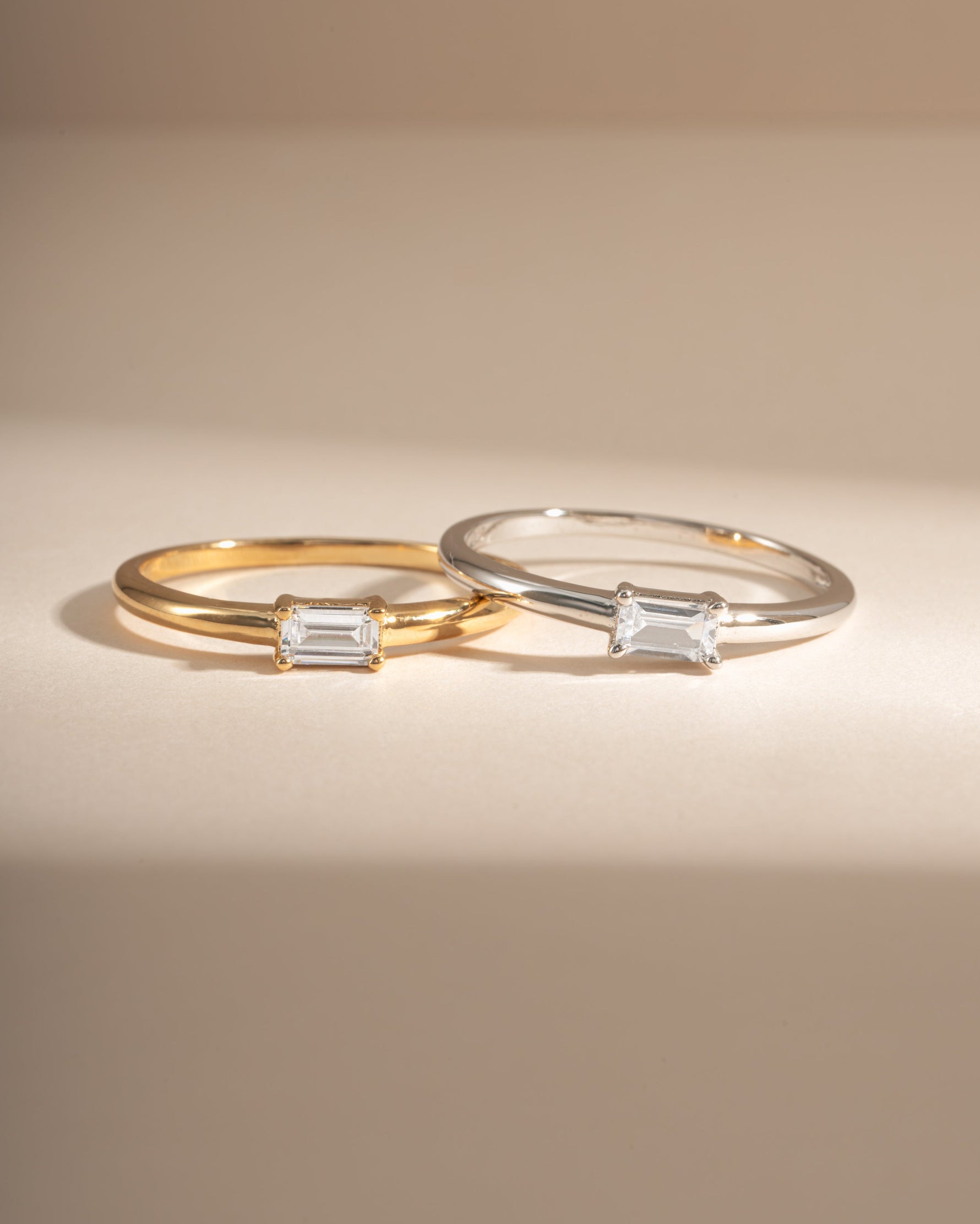 Sami Jewels Diamond Lori Baguette Ring featuring gold and sterling silver with sparkling baguette-cut diamonds.